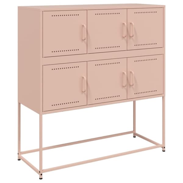 vidaXL skænk 100,5x39x107 cm stål lyserød