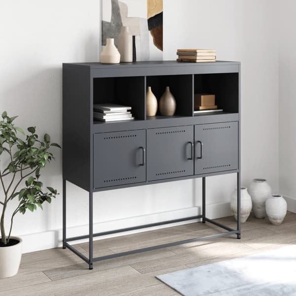 vidaXL Skjenk antrasitt 100,5x39x107 cm stål