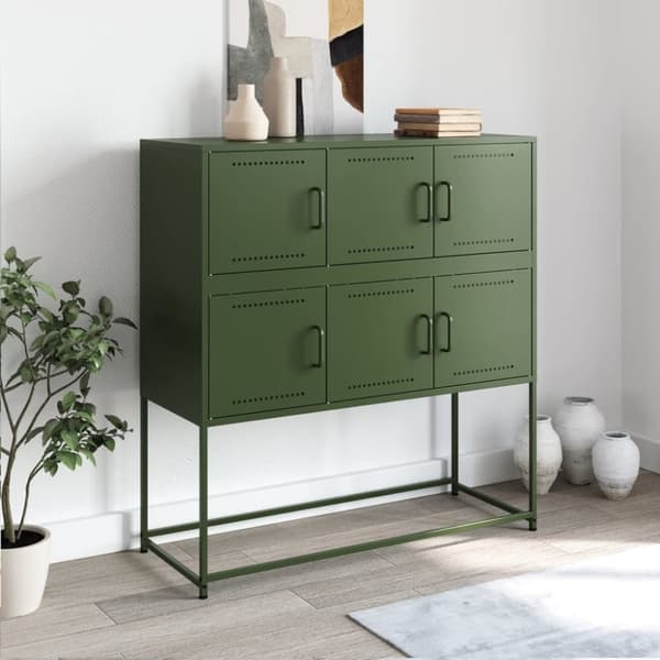vidaXL Skjenk olivengrønn 100,5x39x107 cm stål