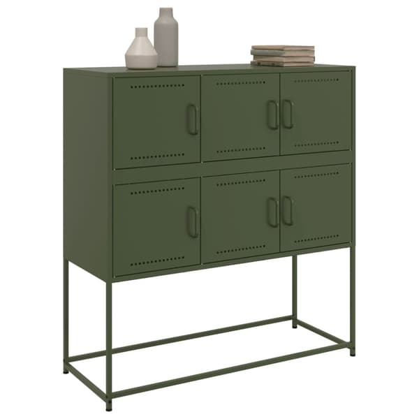 vidaXL Skjenk olivengrønn 100,5x39x107 cm stål