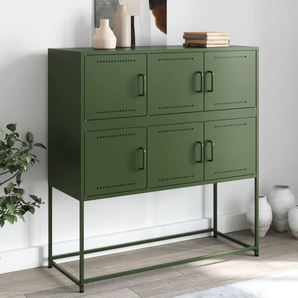vidaXL Skjenk olivengrønn 100,5x39x107 cm stål