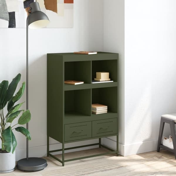 vidaXL Highboard olivengrønn 68x39x111,5 cm stål