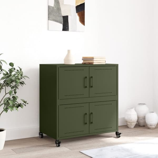 vidaXL Skänk olivgrön 68x39x72 cm stål