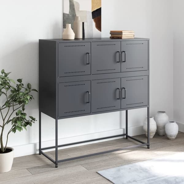 vidaXL skænk 100,5x39x107 cm stål antracitgrå