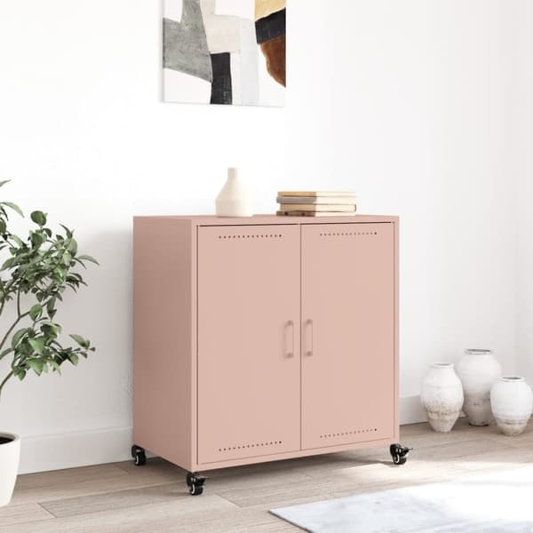 vidaXL skab 68,5x39x72 cm stål lyserød