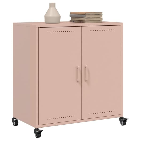 vidaXL skab 68,5x39x72 cm stål lyserød