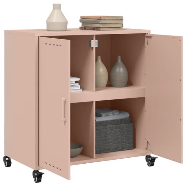 vidaXL skab 68,5x39x72 cm stål lyserød