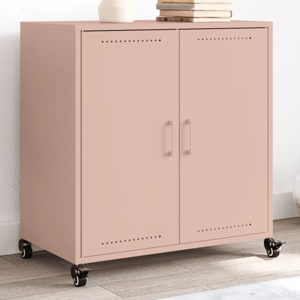 vidaXL skab 68,5x39x72 cm stål lyserød