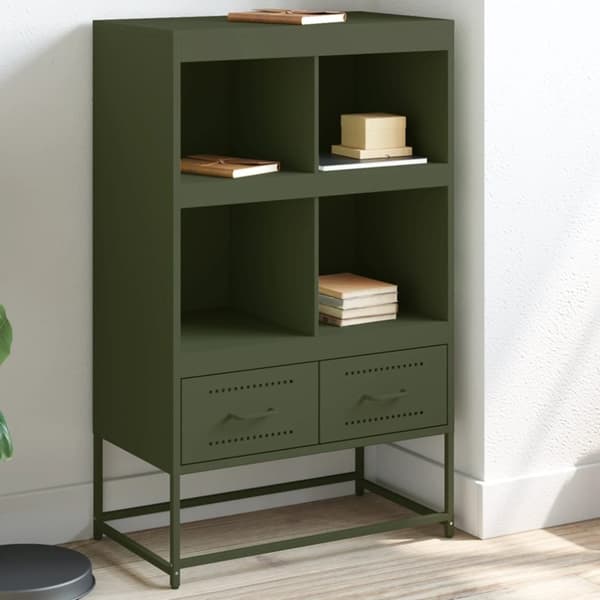 vidaXL højskab 68x39x111,5 cm stål olivengrøn