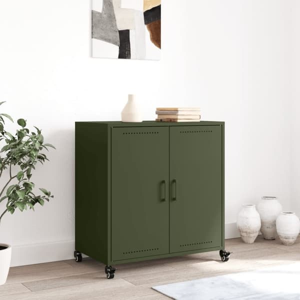 vidaXL Skjenk olivengrønn 68,5x39x72 cm stål