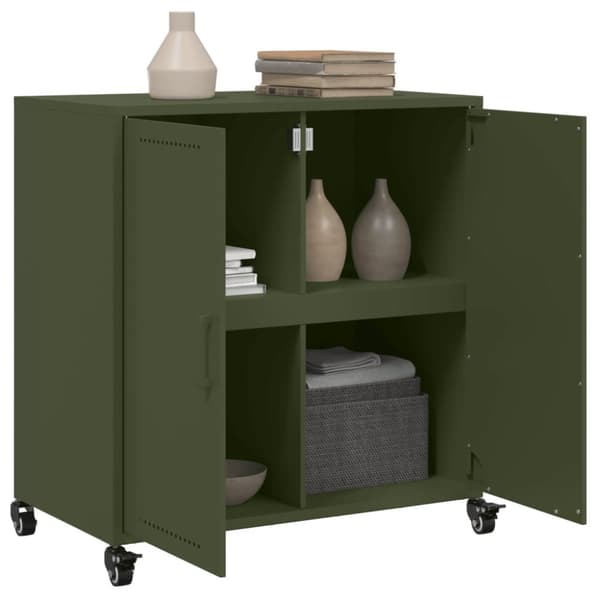 vidaXL Skjenk olivengrønn 68,5x39x72 cm stål