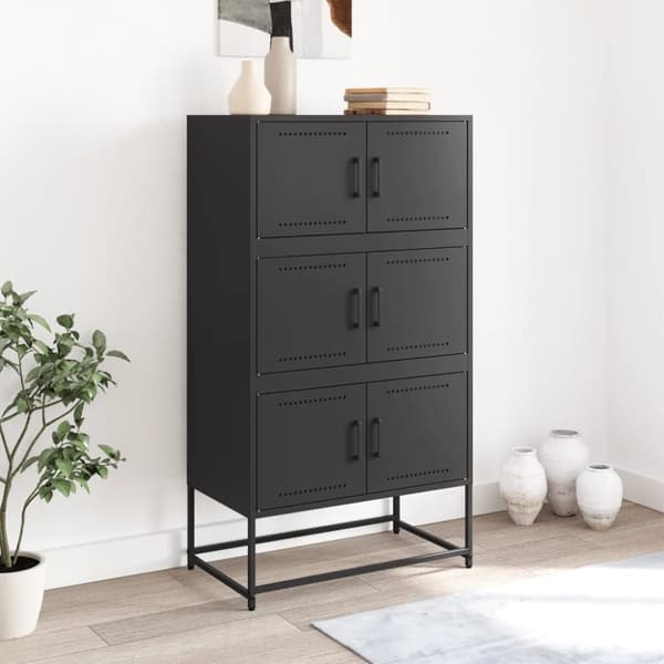vidaXL Skjenk svart 68,5x38,5x123,5 cm stål