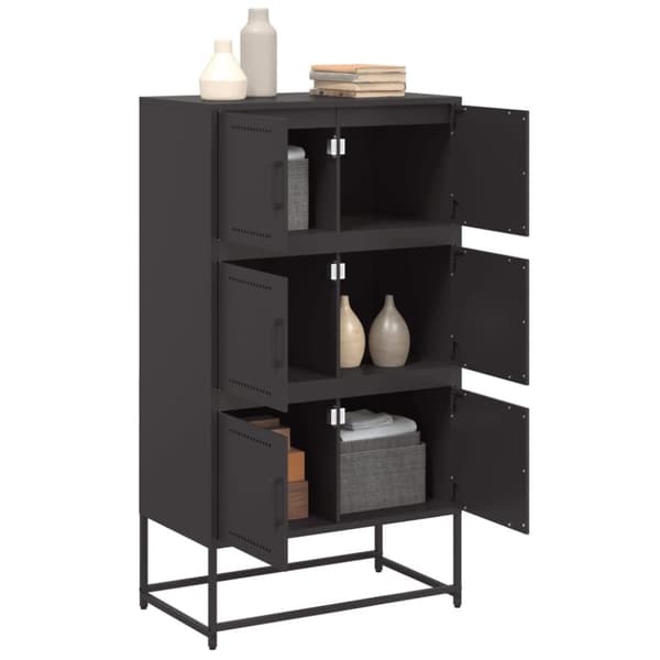 vidaXL Skjenk svart 68,5x38,5x123,5 cm stål