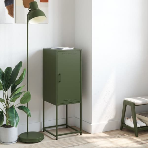 vidaXL Highboard olivengrønn 36x39x107 cm stål