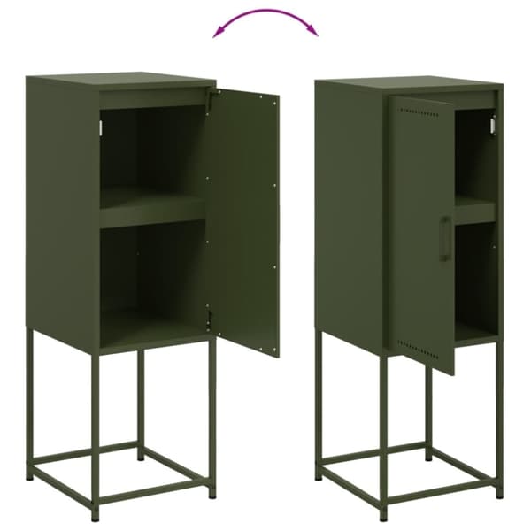 vidaXL Highboard olivengrønn 36x39x107 cm stål