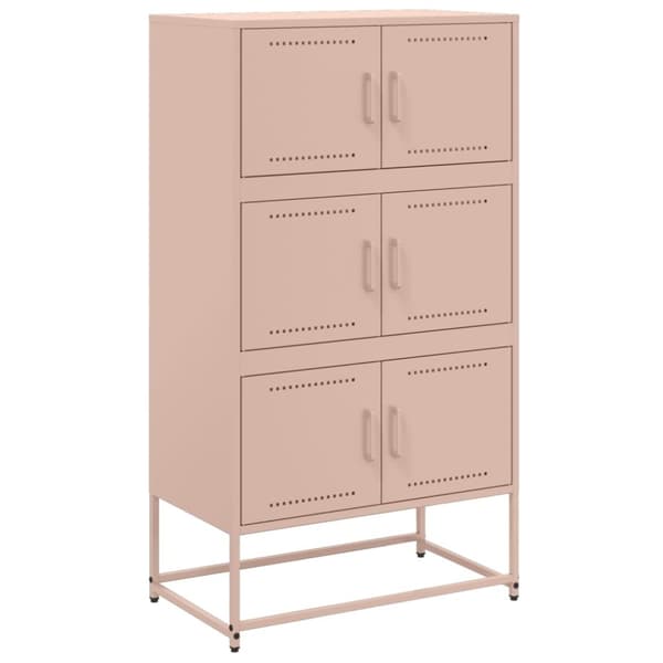 vidaXL skænk 68,5x38,5x123,5 cm stål lyserød