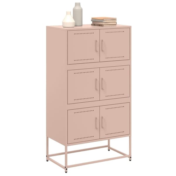 vidaXL skænk 68,5x38,5x123,5 cm stål lyserød