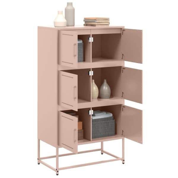 vidaXL skænk 68,5x38,5x123,5 cm stål lyserød