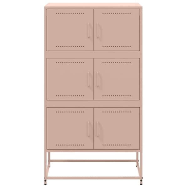 vidaXL skænk 68,5x38,5x123,5 cm stål lyserød