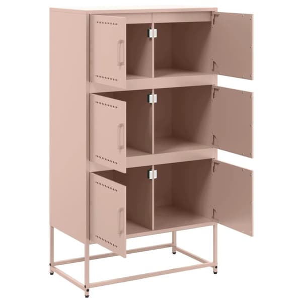 vidaXL skænk 68,5x38,5x123,5 cm stål lyserød