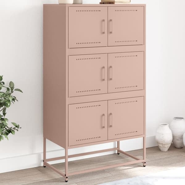vidaXL skænk 68,5x38,5x123,5 cm stål lyserød