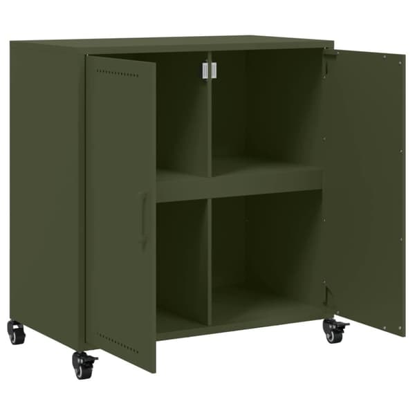vidaXL skab 68,5x39x72 cm stål olivengrøn