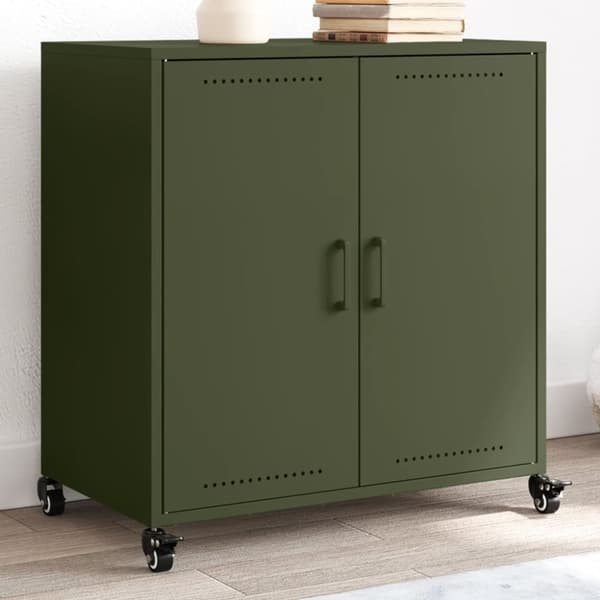 vidaXL skab 68,5x39x72 cm stål olivengrøn
