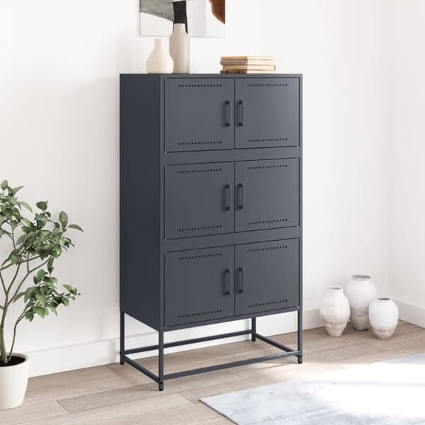 vidaXL skænk 68,5x38,5x123,5 cm stål antracitgrå