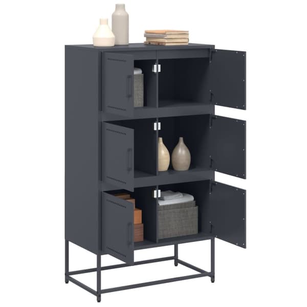 vidaXL skænk 68,5x38,5x123,5 cm stål antracitgrå