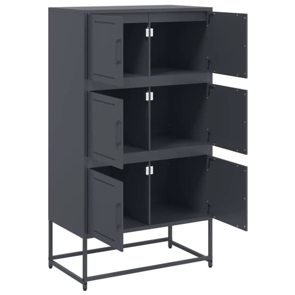 vidaXL skænk 68,5x38,5x123,5 cm stål antracitgrå