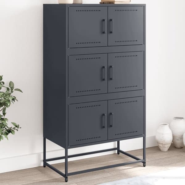 vidaXL skænk 68,5x38,5x123,5 cm stål antracitgrå