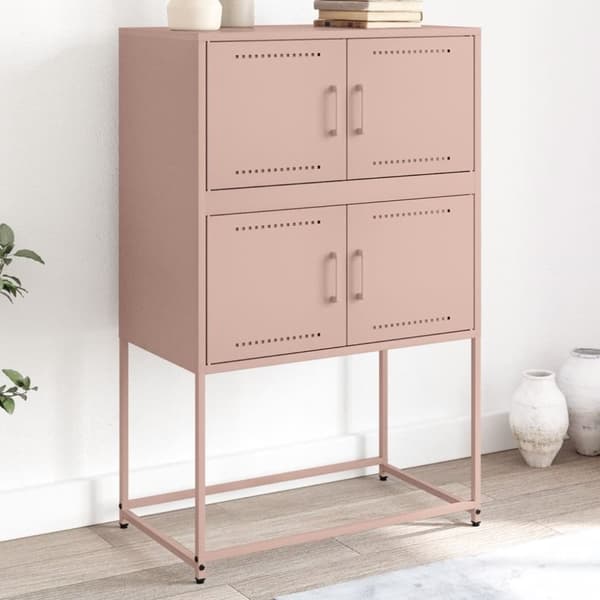vidaXL skænk 68,5x38,5x107 cm stål lyserød