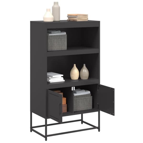 vidaXL Högskåp svart 68,5x38,5x123,5 cm ståls