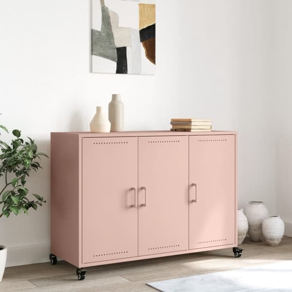 vidaXL Skänk rosa 100,5x39x72 cm stål
