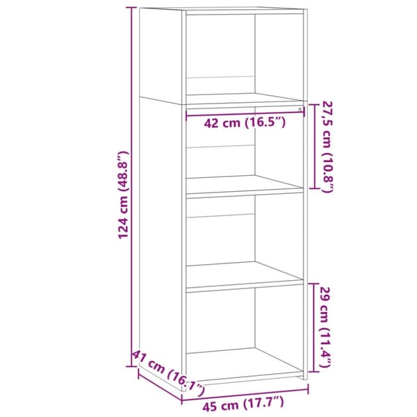 vidaXL Hylle hvit 45x41x124 cm konstruert tre