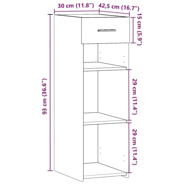 vidaXL reol 30x42,5x93 cm konstrueret træ røget egetræsfarve