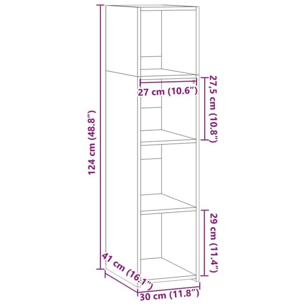 vidaXL Hylle brun eik 30x41x124 cm konstruert tre