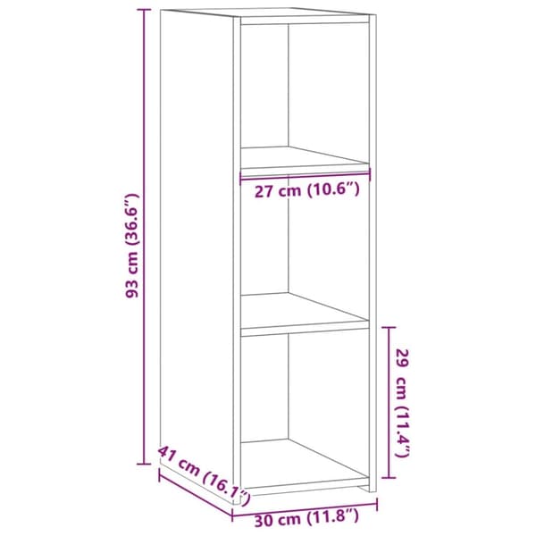 vidaXL Skjenk hvit 30x41x93 cm konstruert tre