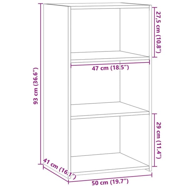 vidaXL reol 50x41x93 cm konstrueret træ sort