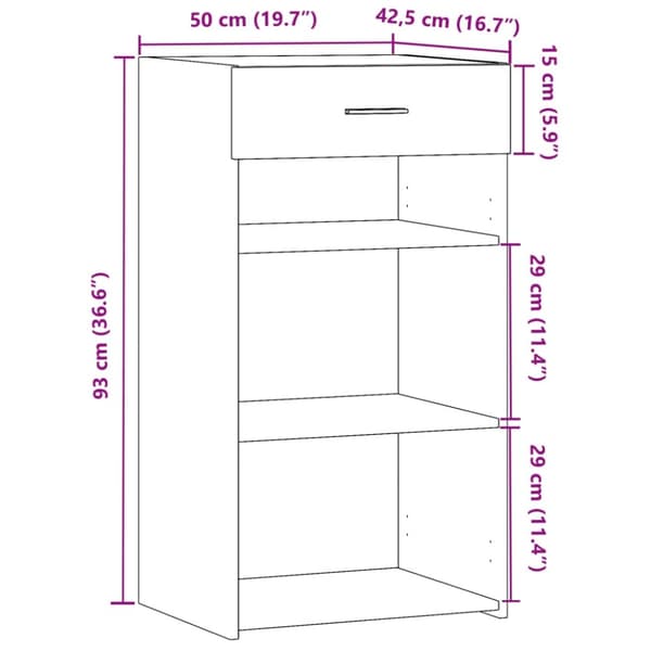 vidaXL Skjenk betonggrå 50x42,5x93 cm konstruert tre
