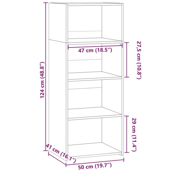 vidaXL reol 50x41x124 cm konstrueret træ betongrå