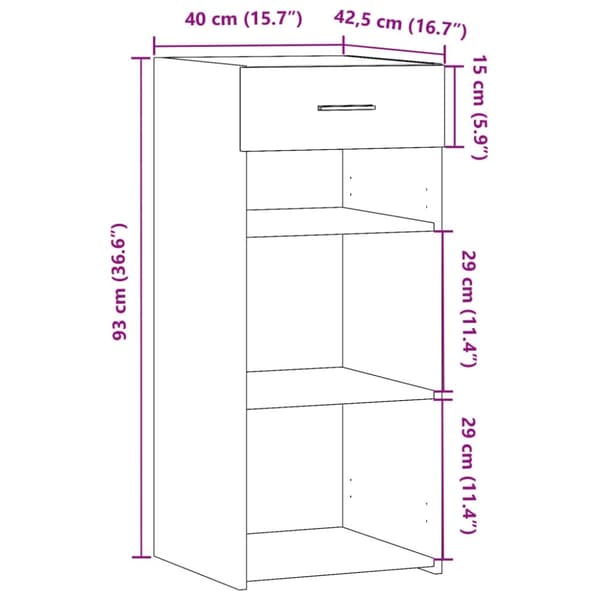 vidaXL Senkki harmaa Sonoma 40x42,5x93 cm tekninen puu