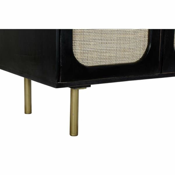 Skänk DKD Home Decor Svart Gyllene Naturell Rattan Mangoträ 150 x 40 x 78 cm