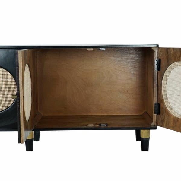 Skänk DKD Home Decor Svart Naturell Rattan Mangoträ (150 x 40 x 65 cm)
