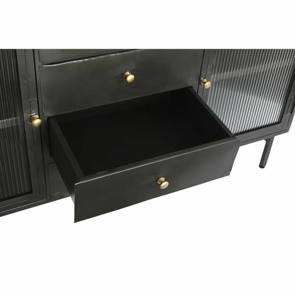 Skænk DKD Home Decor Natur Sort Gylden Metal Mangotræ (145 x 40 x 85 cm)