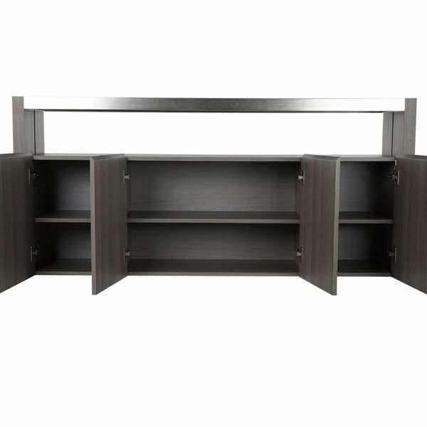 Skænk DKD Home Decor Krystal Grå Aluminium Hrast Hærdet glas (165 x 39 x 76 cm)