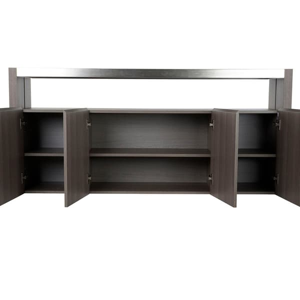 Skænk DKD Home Decor Krystal Grå Aluminium Hrast Hærdet glas (165 x 39 x 76 cm)