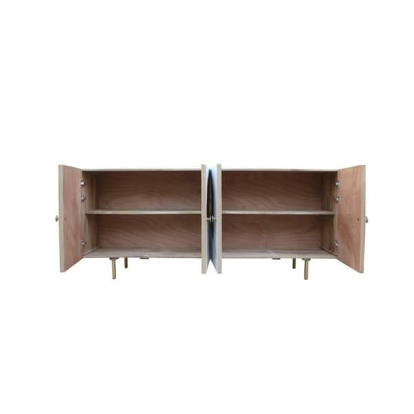 Skænk DKD Home Decor Hvid Brun Gylden Metal Mangotræ 177 x 45 x 75 cm