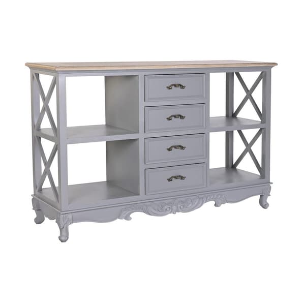 Skænk DKD Home Decor 132 x 40 x 84.5 cm 132 x 40 x 84,5 cm Natur Grå Paulonia træ Træ MDF
