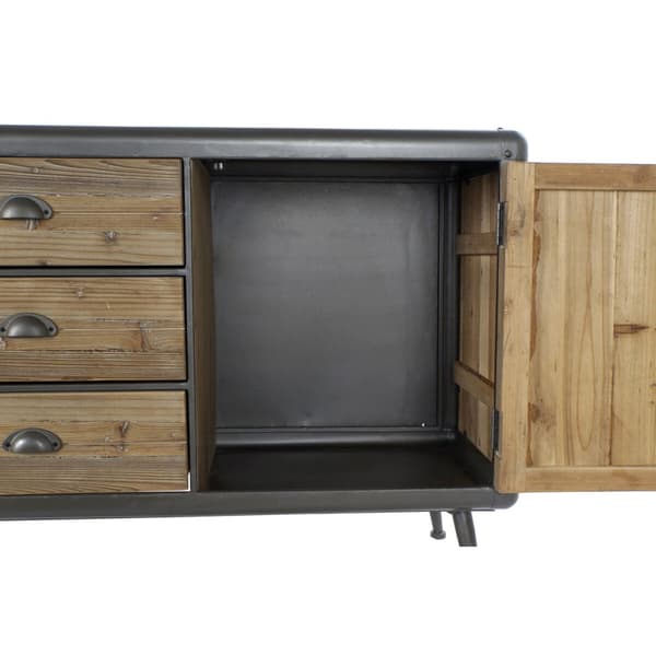 Skænk DKD Home Decor 144 x 45 x 75 cm Gran Natur Metal Lysegrå